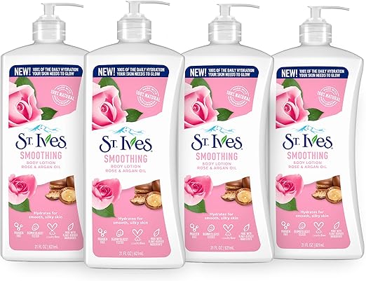 St. Ives Smoothing Hand & Body Lotion (Rose & Argan Oil) - 4 x 21 oz