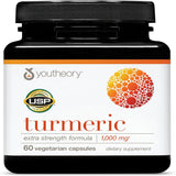 Youtheory Turmeric Extra Strength - 1,000 mg Turmeric Supplement - with 10 mg Black Pepper - Curcumin Joint Support* - Soy, Dairy & Gluten Free - 60 Vegetarian Capsules
