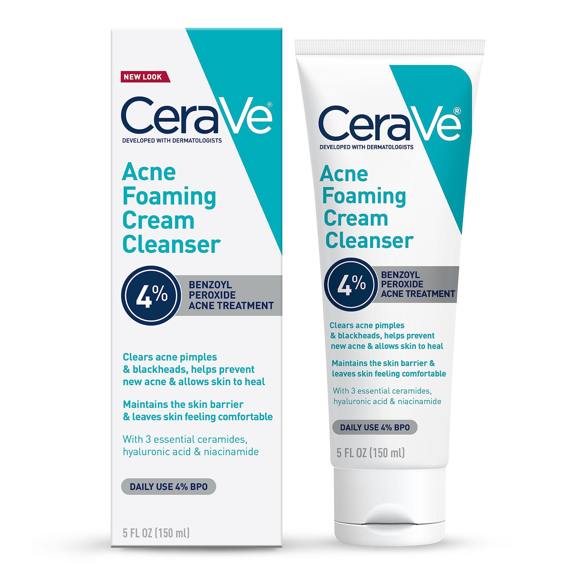 CeraVe Acne Foaming Cream Cleanser, 5 oz, Fragrance-Free & Non-Comedogenic