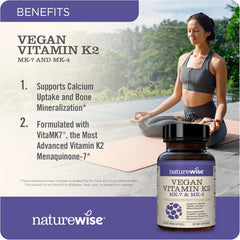 NatureWise Vitamin K2 MK-7 100mcg and MK-4 500mcg - Enhanced Bioavailable Formula - K Complex Supplement for Bone and Heart Health - Vegan, Gluten Free, Non-GMO - 90 Softgels[3-Month Supply]