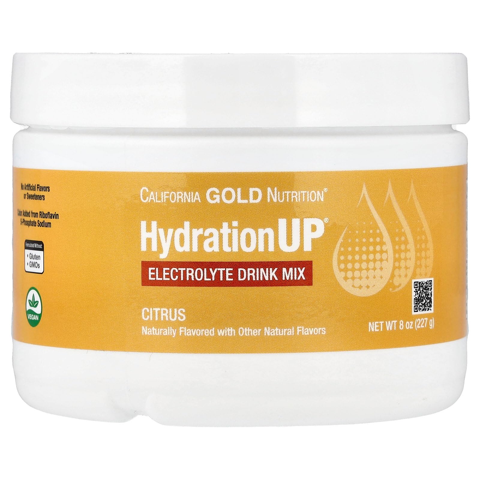 California Gold Nutrition HydrationUP® Electrolyte Drink Mix | Citrus Flavor | Calcium, Potassium, Vitamin C & E | 8 oz (227 g)