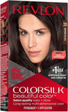 Revlon ColorSilk with Bond Repair Complex, Permanent Hair Color, 100% Gray Coverage, Ammonia Free Hair Dye, Vegan Keratin, 20 Brown BlacK