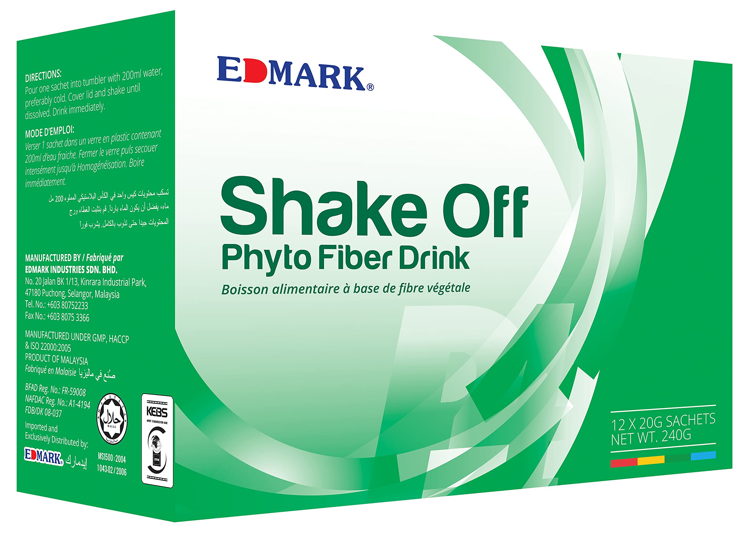 Edmark Shake Off Phyto Fiber Drink - Pandan Flavor Detox