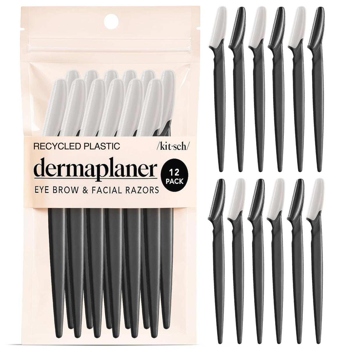 Kitsch Pro Dermaplaning Tool Set - 12 Pack Facial Hair Removal Razors for Women