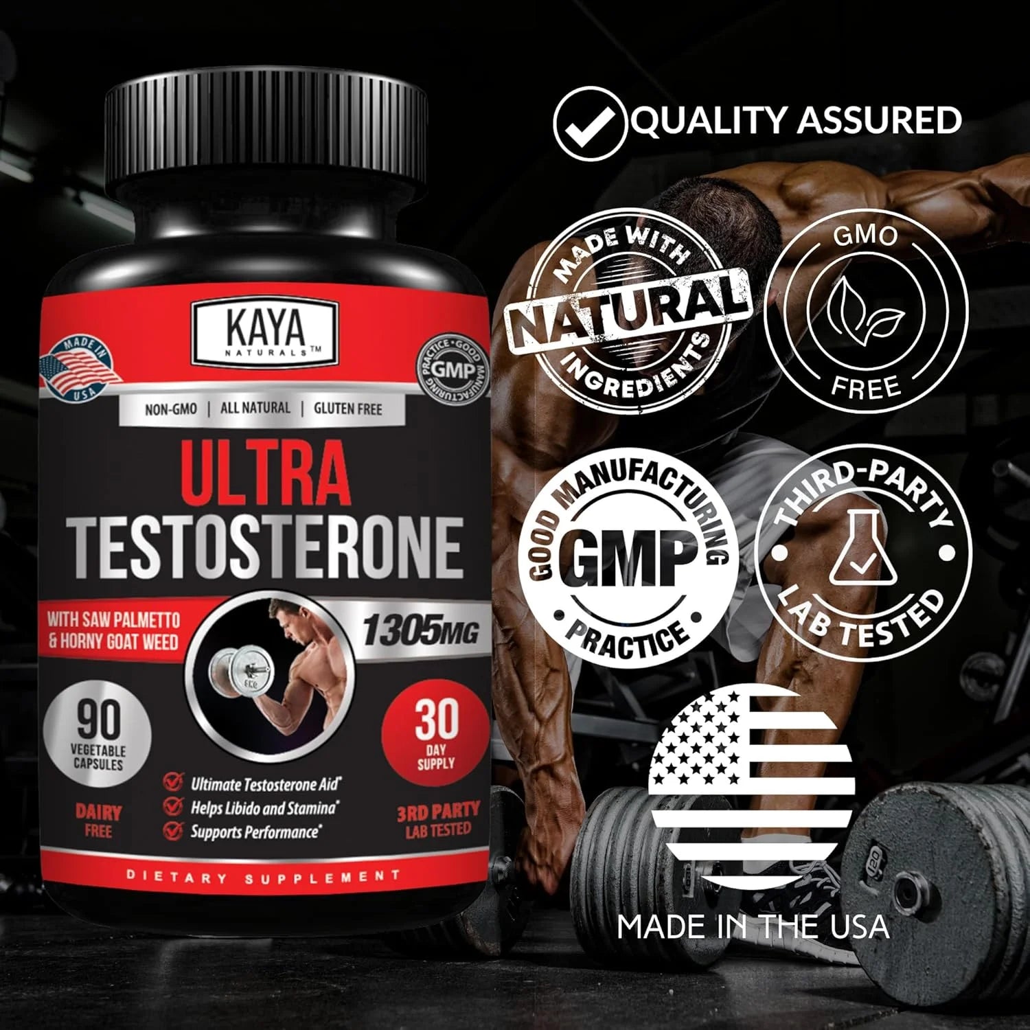 Kaya Naturals Ultra Testosterone، مع Tongkat Ali و Horny Goat Weed
