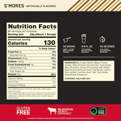 Optimum Nutrition 100% Gold Standard Whey Protein Powder - Protein Powder with a Blend of Hydrolyzed, Isolate & Whey - for Muscle Recovery - S'Mores, 5.64 lb (80 Servings)
