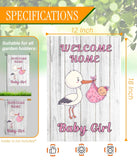 LUIVU Double Sided 'Welcome Home Baby Girl' Stork Garden Flag (12x18 Inches)
