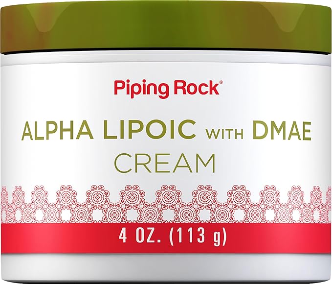 Piping Rock Alpha Lipoic Acid Cream with DMAE | 4 oz | Hydrating & Firming for Face & Skin | Non-GMO, Gluten-Free