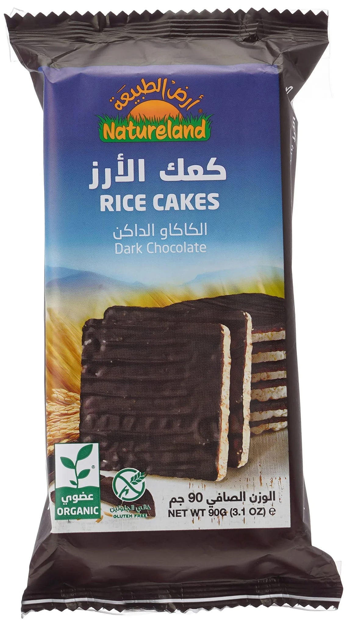 Natureland Dark Chocolate Rice Cakes, 90g - Guilt-Free Crunchy Snack