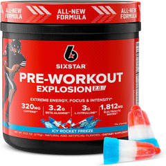 Six Star Pre-Workout Powder for Men & Women, ICY Rocket Freeze (30 Servings) - Preworkout Explosion 2.0 Energy Powder Drink Mix with Beta-Alanine & Caffeine - Sports Nutrition Supplement Products
