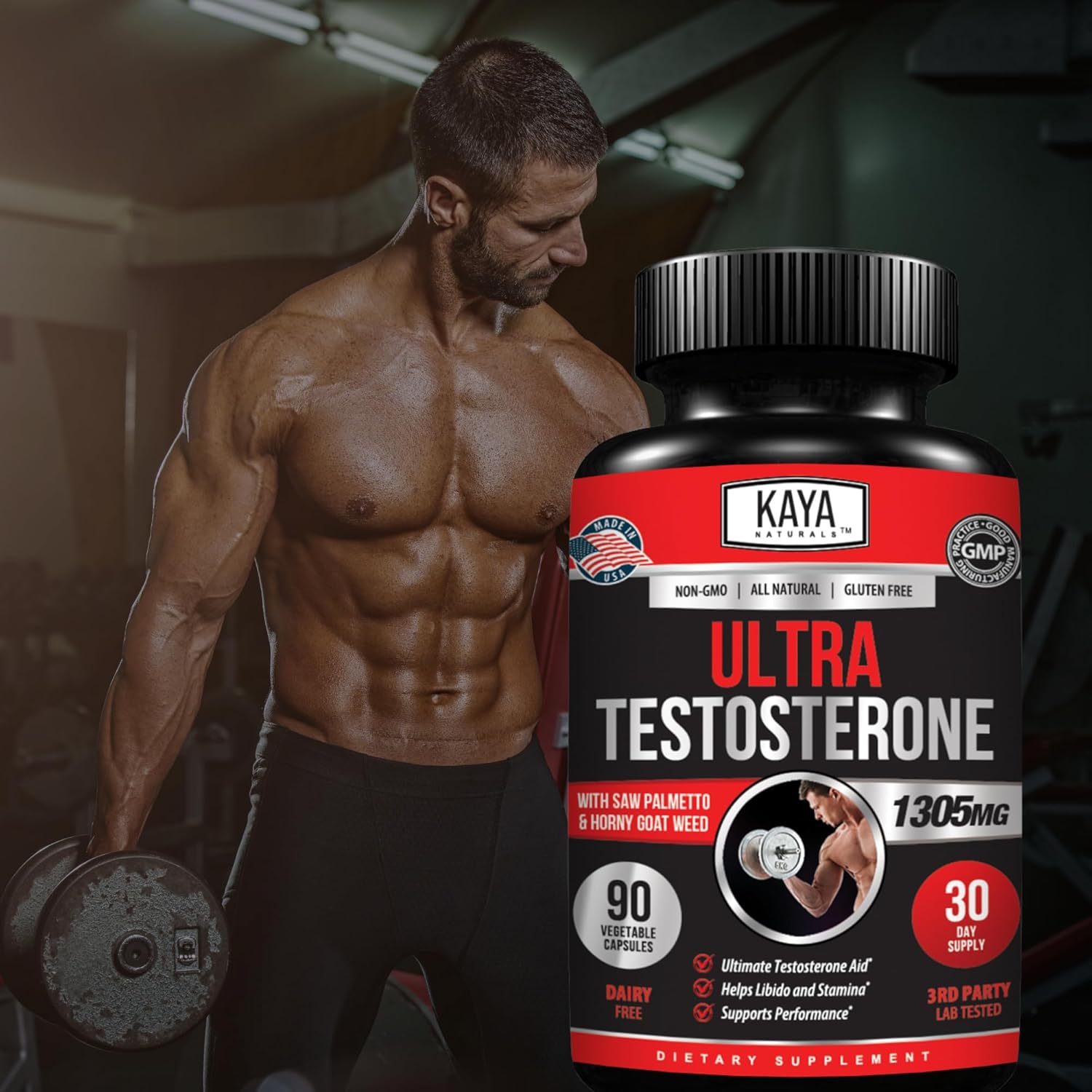 Kaya Naturals Ultra Testosterone، مع Tongkat Ali و Horny Goat Weed