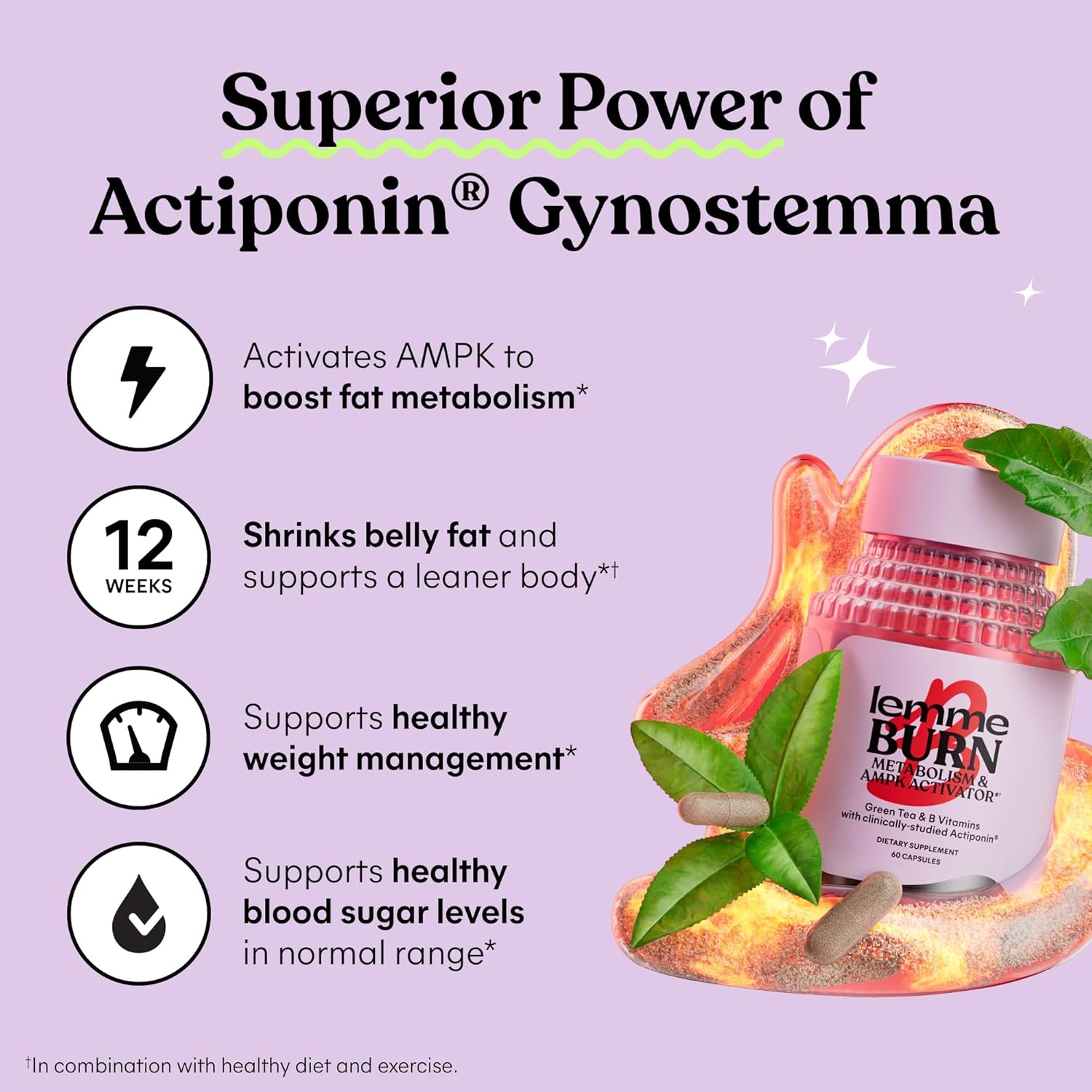 Lemme Burn، معزز الأيض مع Actiponin و الشاي الأخضر