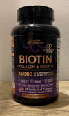 Biotin 25000 mcg, Collagen & Keratin Complex for Hair Growth, Skin & Nails (60 Capsules)