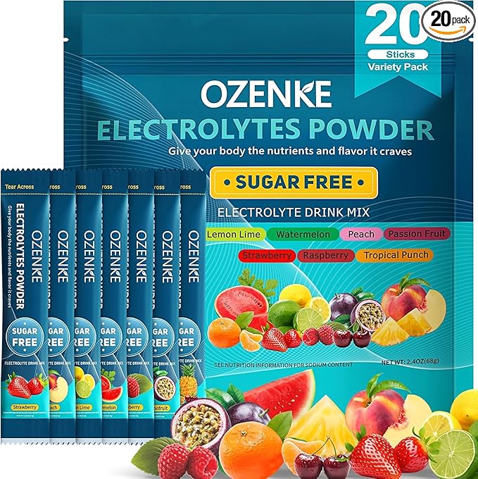 Zero Sugar Electrolyte Powder Sticks | Rapid Hydration Drink Mix (20 Packets)