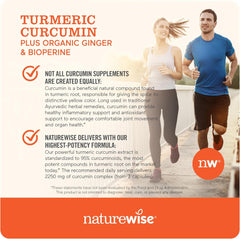 NatureWise Curcumin Turmeric 2250mg - 95% Curcuminoids & BioPerine Black Pepper Extract for Advanced Absorption - Daily Joint and Immune Health Support - Vegan, Non-GMO, 180 Count[60-Day Supply]