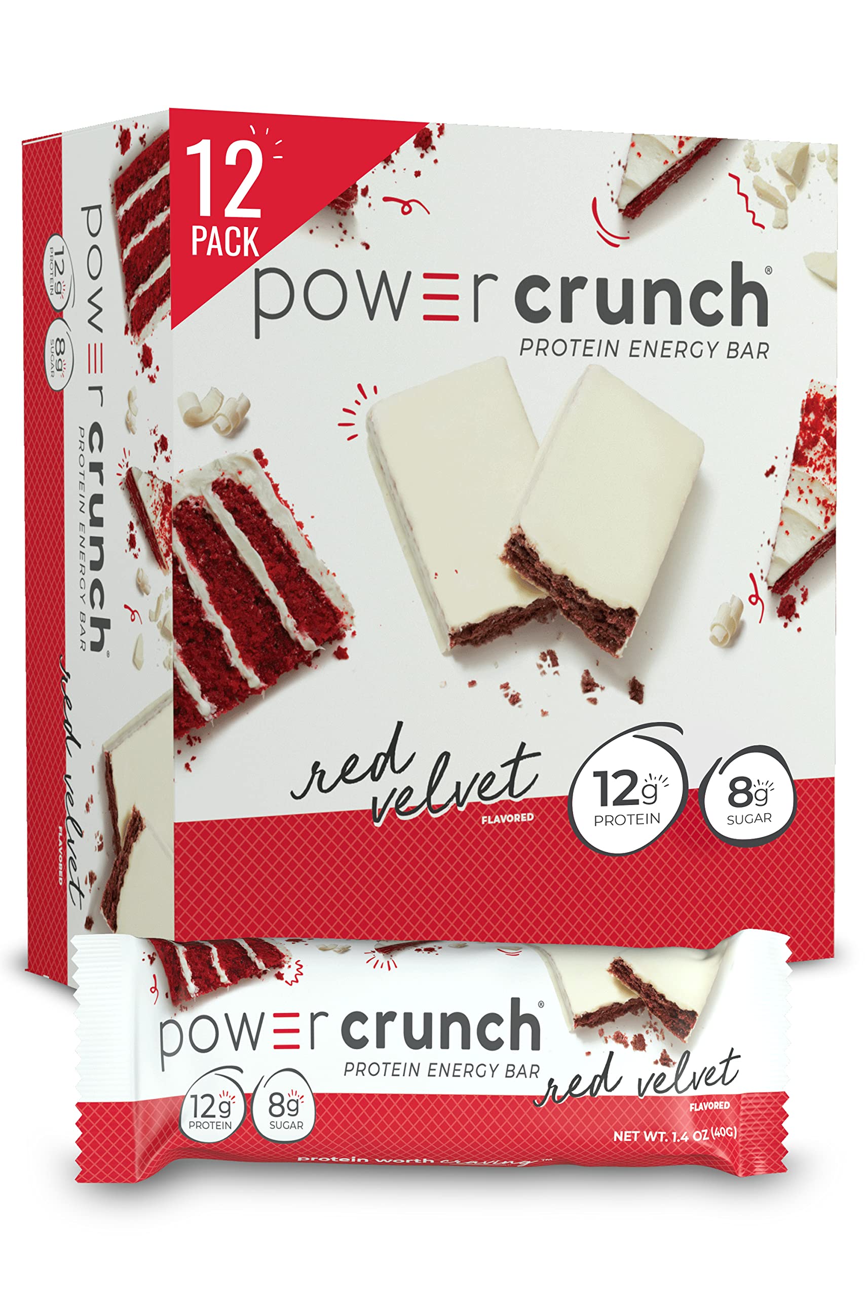 Power Crunch Protein Wafer Bars, Red Velvet, 1.4 Ounce (12 Count)