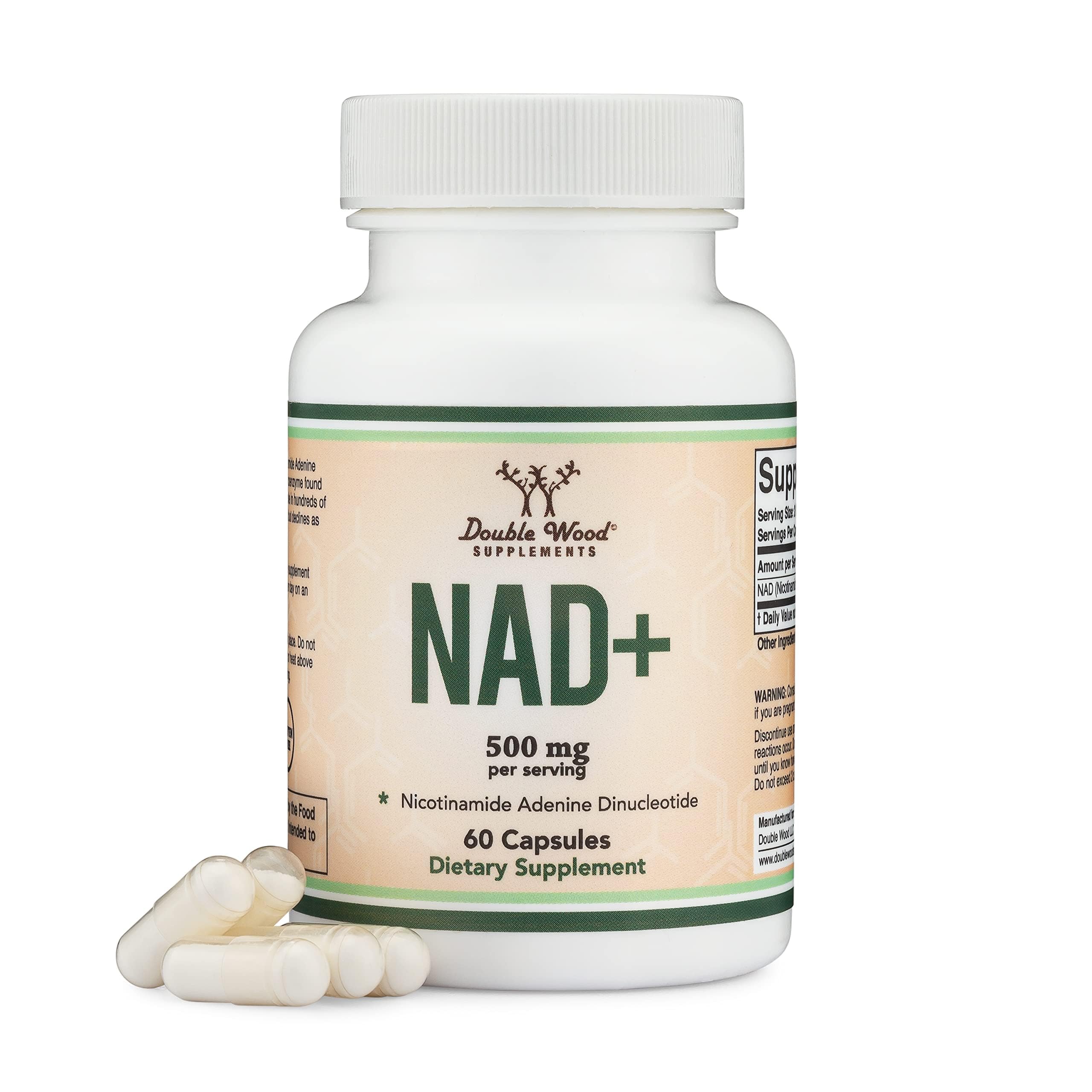 Double Wood NAD+ 500mg, 60 Capsules