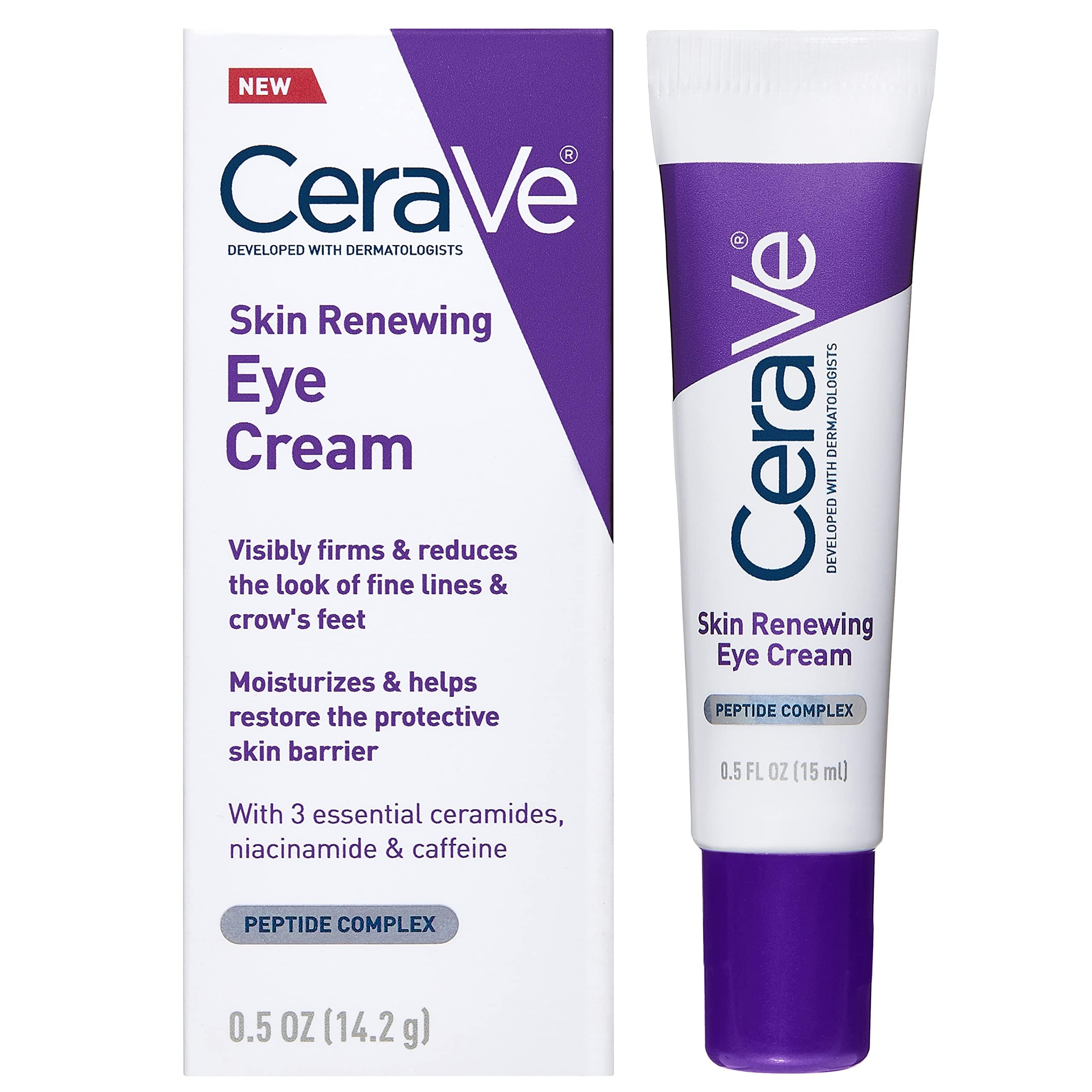 CeraVe Renewing Eye Cream for Wrinkles - Anti-Aging Peptides & Caffeine, Paraben Free