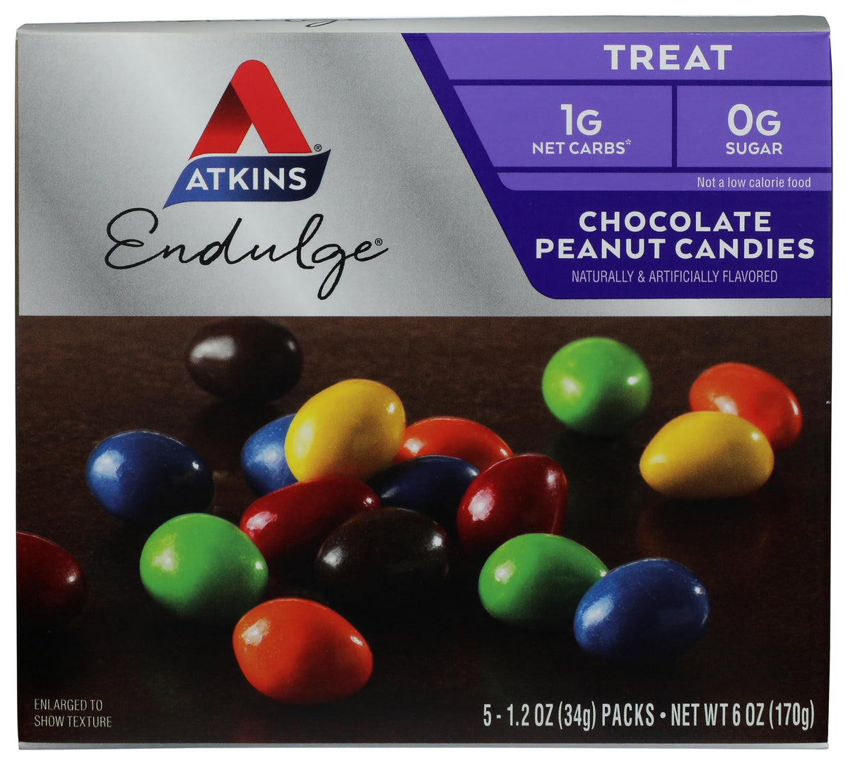 Atkins Chocolate Peanut Candies - 60 Count Bulk Pack (1.2 oz Bags, 5 Count, Pack of 12)
