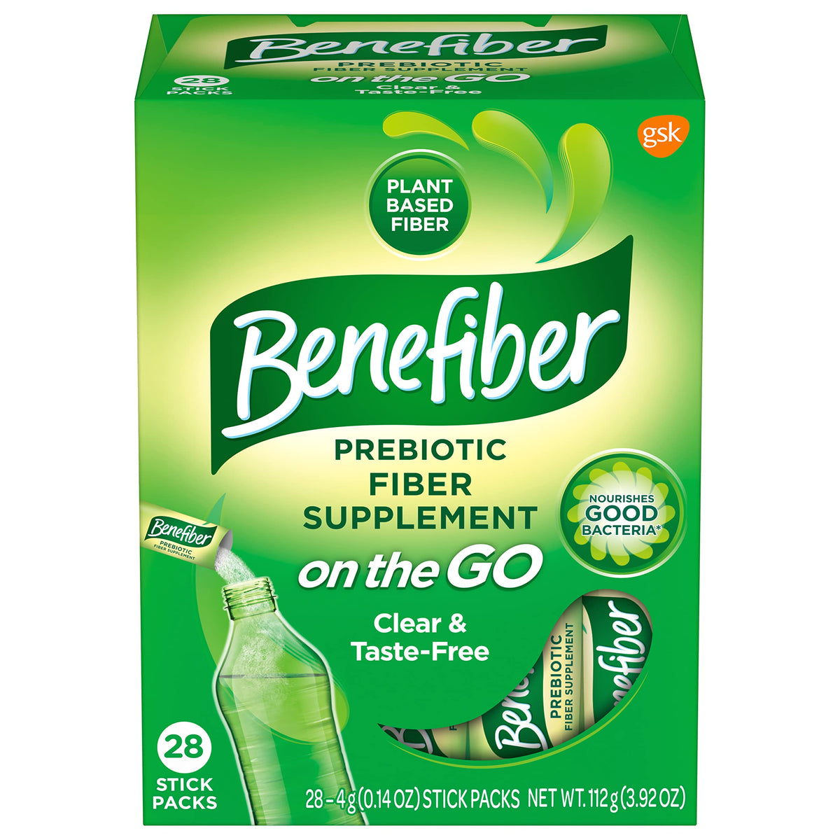 Benefiber On the Go Prebiotic Fiber Supplement - Unflavored Daily Digestive Health Powder