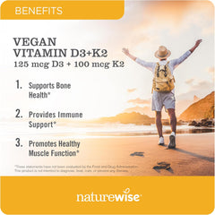 NatureWise Vitamin D3 + K2 with Plant Based D 5000IU & 100mcg K as MK-7 - Max Absorption Immune Support - Vegan, Non-GMO - with Extra Virgin Olive Oil - 60 Softgels[2-Month Supply]