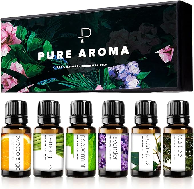 Pure Aroma Essential Oils 100 Therapeutic Grade Oils Kit Top 6 Aromatherapy Oils Gift Set 6 Pack 10mleucalyptus Lavender Lemon Grass Orange Peppermint Tea Tree