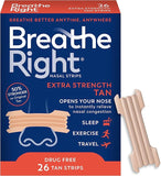 Breathe Right Extra Strength Nasal Strips (26 Count) | Drug-Free Snoring & Congestion Relief