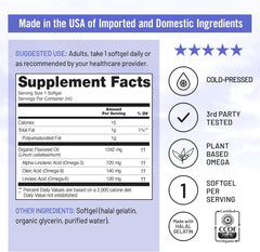 NatureWise Flaxseed Oil 1200 mg, Fish Free Omega 3 6 9 with 720mg ALA, Dietary Supplement for Heart Health Support - Organic, Cold Pressed, Non-GMO - 240 Softgels[8-Month Supply]