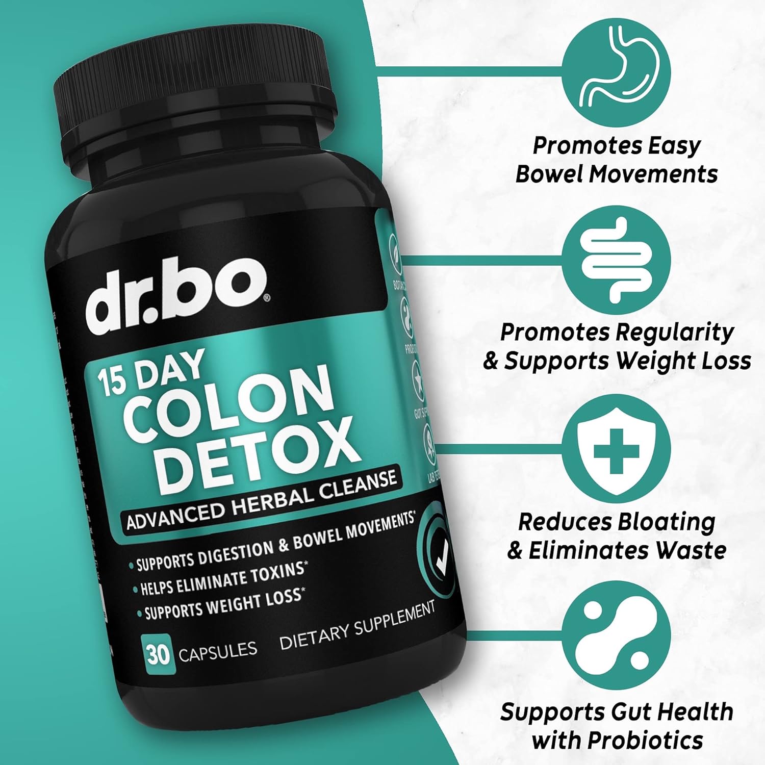 15-day colon cleanse pills with ginger for weight loss and constipation relief