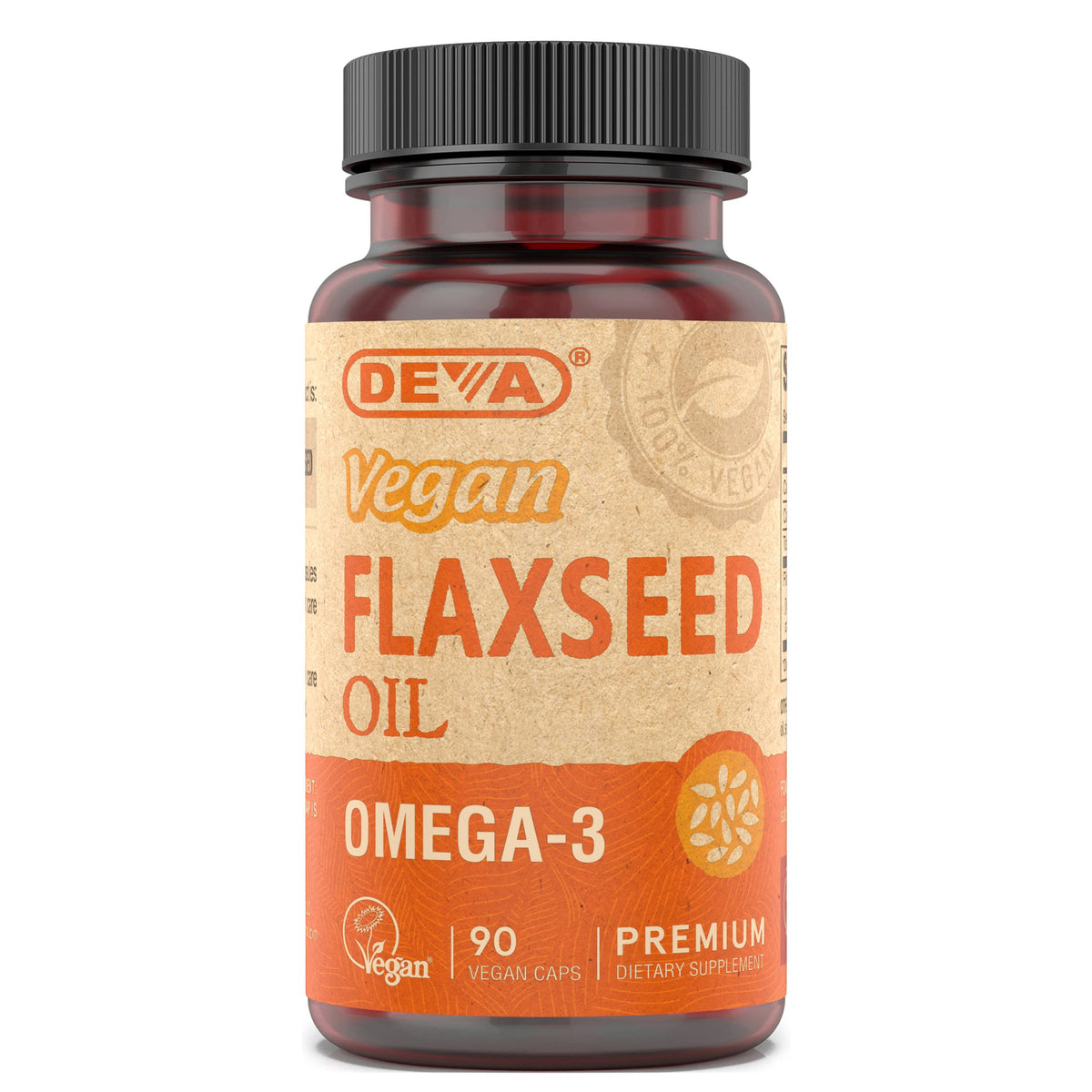 Deva Vegan Omega-3 Flaxseed Oil - 1000mg ALA - 90 Capsules