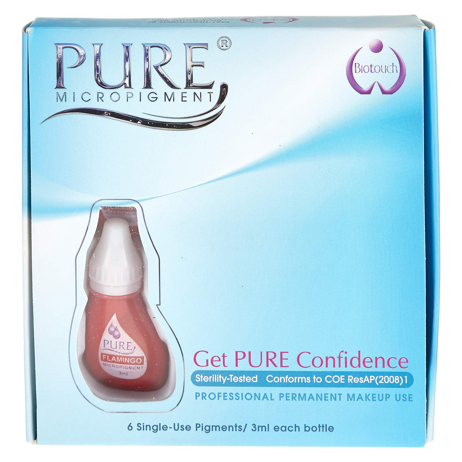 Biotouch Permanent Makeup Liquid Pigment Set - 6 Piece Microblading Kit for Lips & Eyebrows