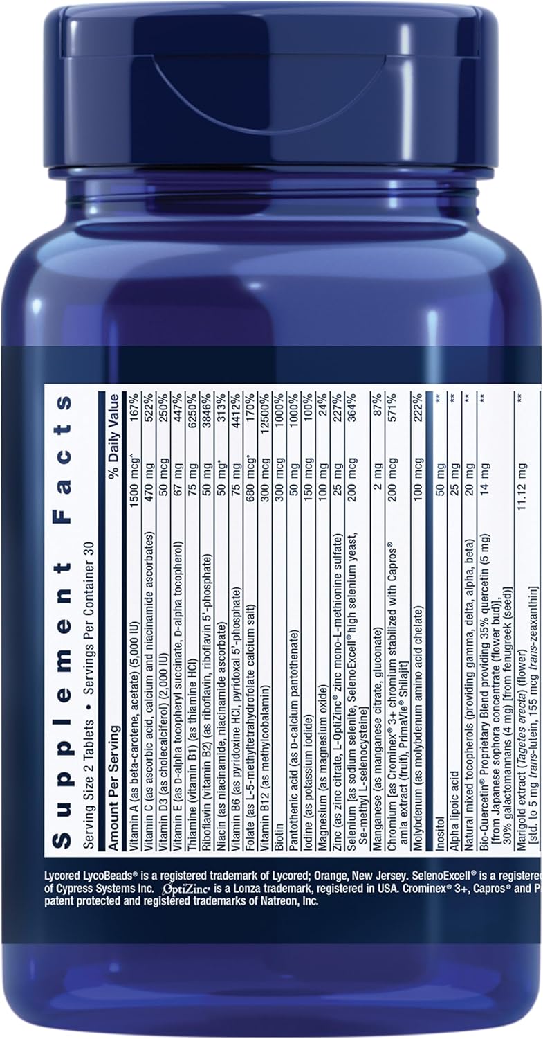 Life Extension Two-Per-Day Multivitamin – Daily Dose of Vitamins & Minerals for Men and Women - Complete Essential Vitamin Supplement for Energy, Health – Gluten-Free – Non-GMO – 60 Tablets