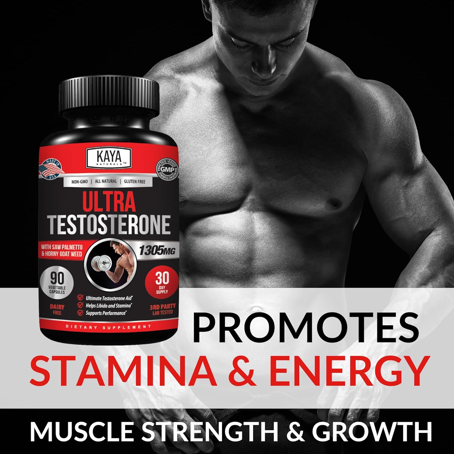 Kaya Naturals Ultra Testosterone، مع Tongkat Ali و Horny Goat Weed