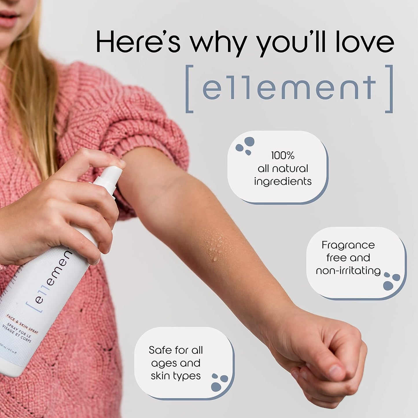 e11ement Hypochlorous Acid Cleanser for Adult and Teenage Acne & Eczema – Tattoo, Piercing & Post Procedure Aftercare – Post Workout Skin - Daily Toner, Dry Eye and Lash Spray (Medium 4 oz.)