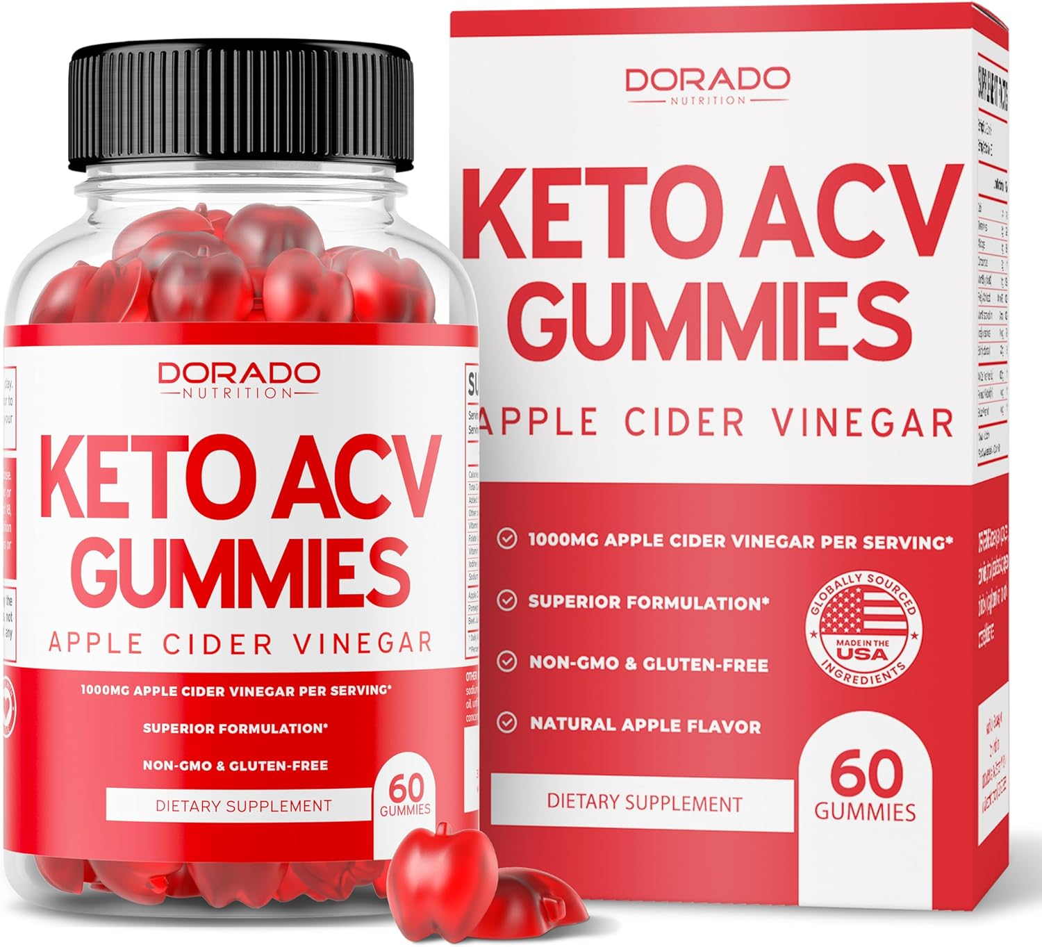 غummies ACV الكيتو لخسارة الوزن - 1000mg، 60 قطعة