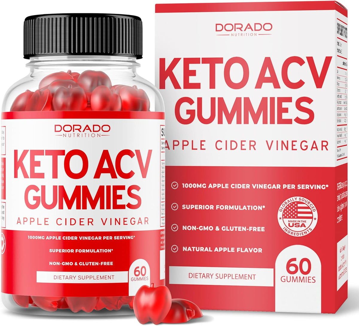 غummies ACV الكيتو لخسارة الوزن - 1000mg، 60 قطعة