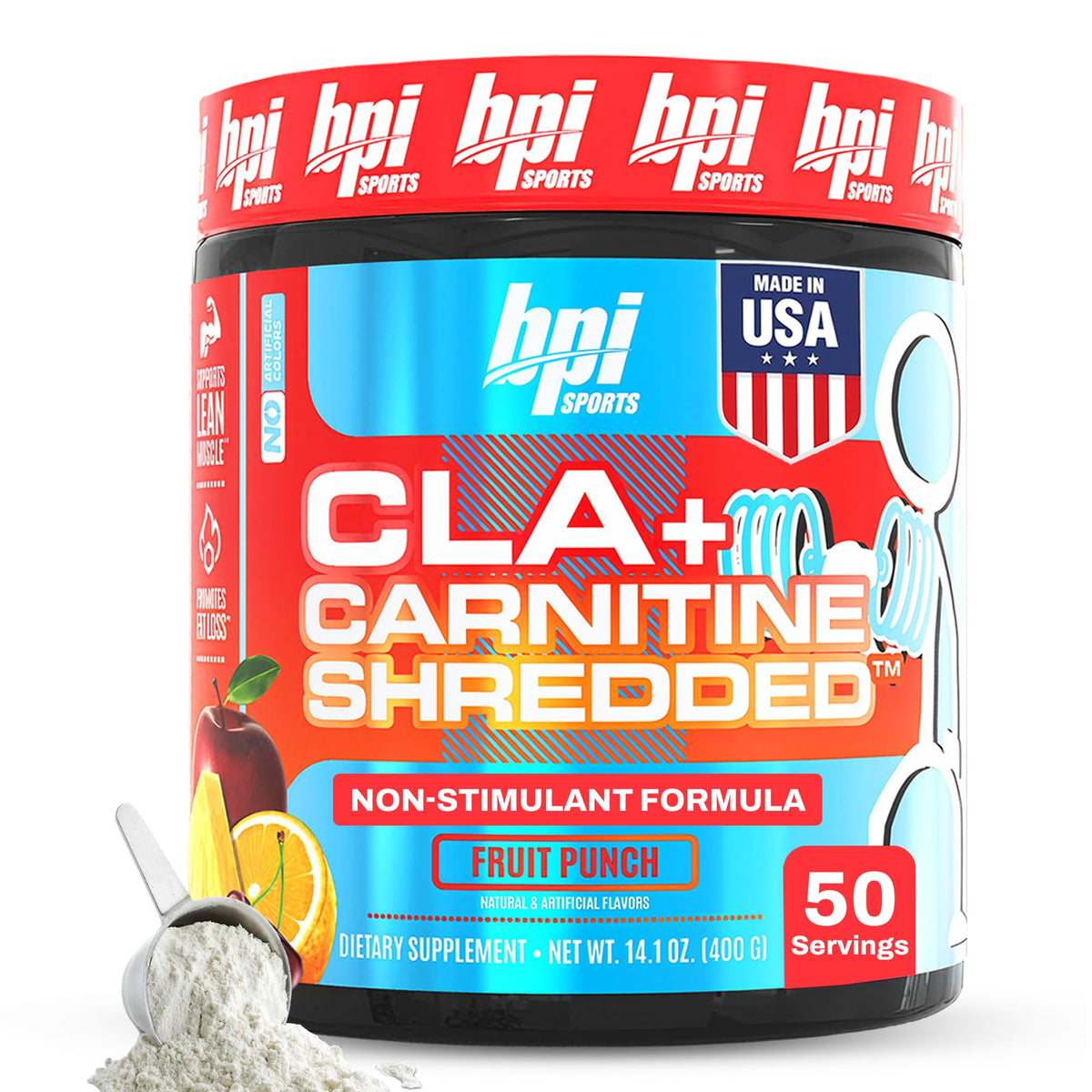 BPI CLA + Carnitine Shredded Fat Burner - Fruit Punch Flavor, 400g