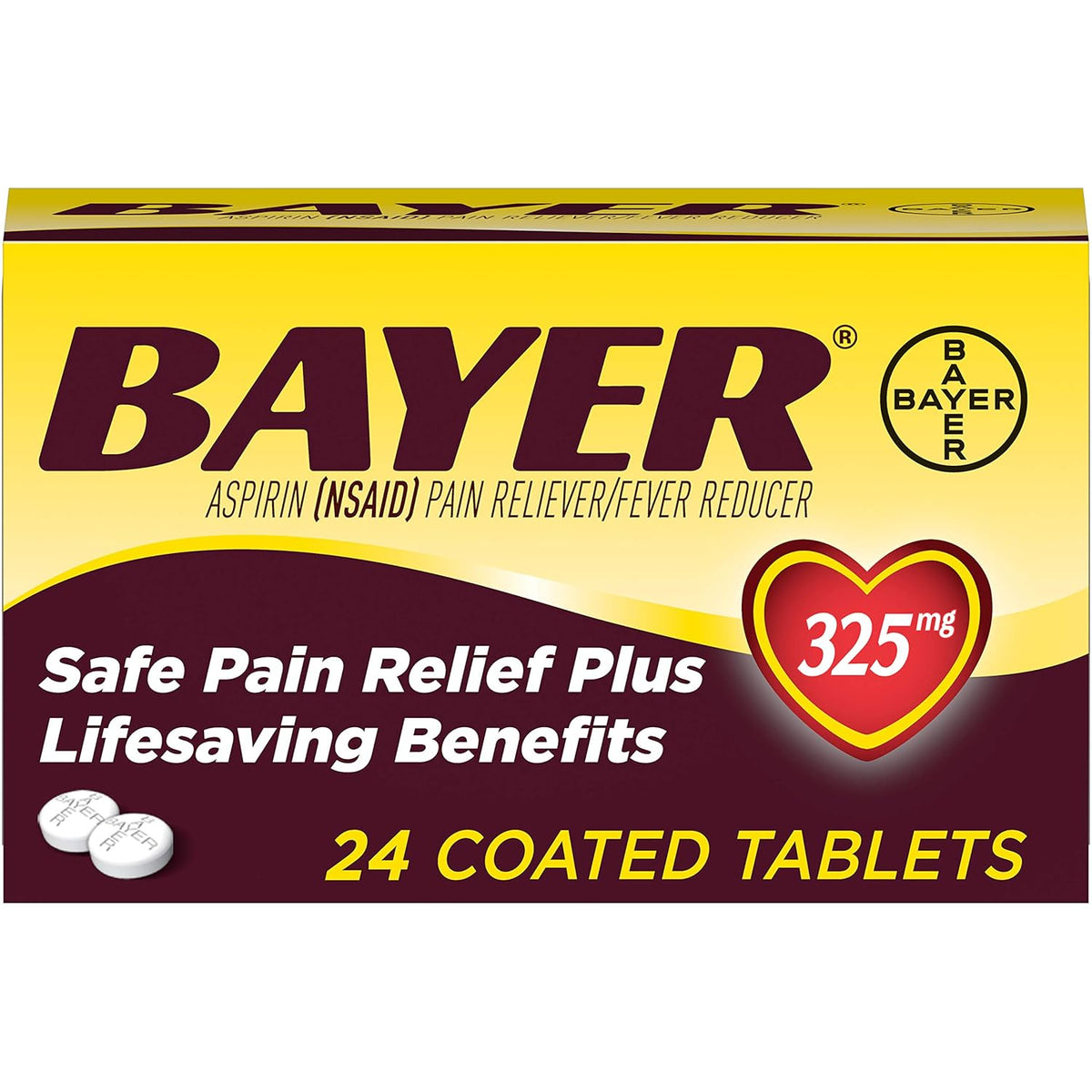 Bayer, Genuine Aspirin, 325 mg , 100 Coated Tablets