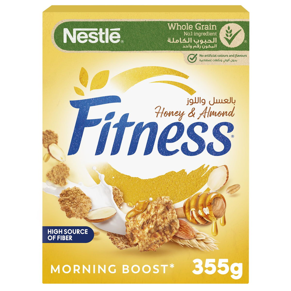 Nestle Fitness Honey and Almonds Breakfast Cereal | 355g Pack | Whole Grain & Nutritious