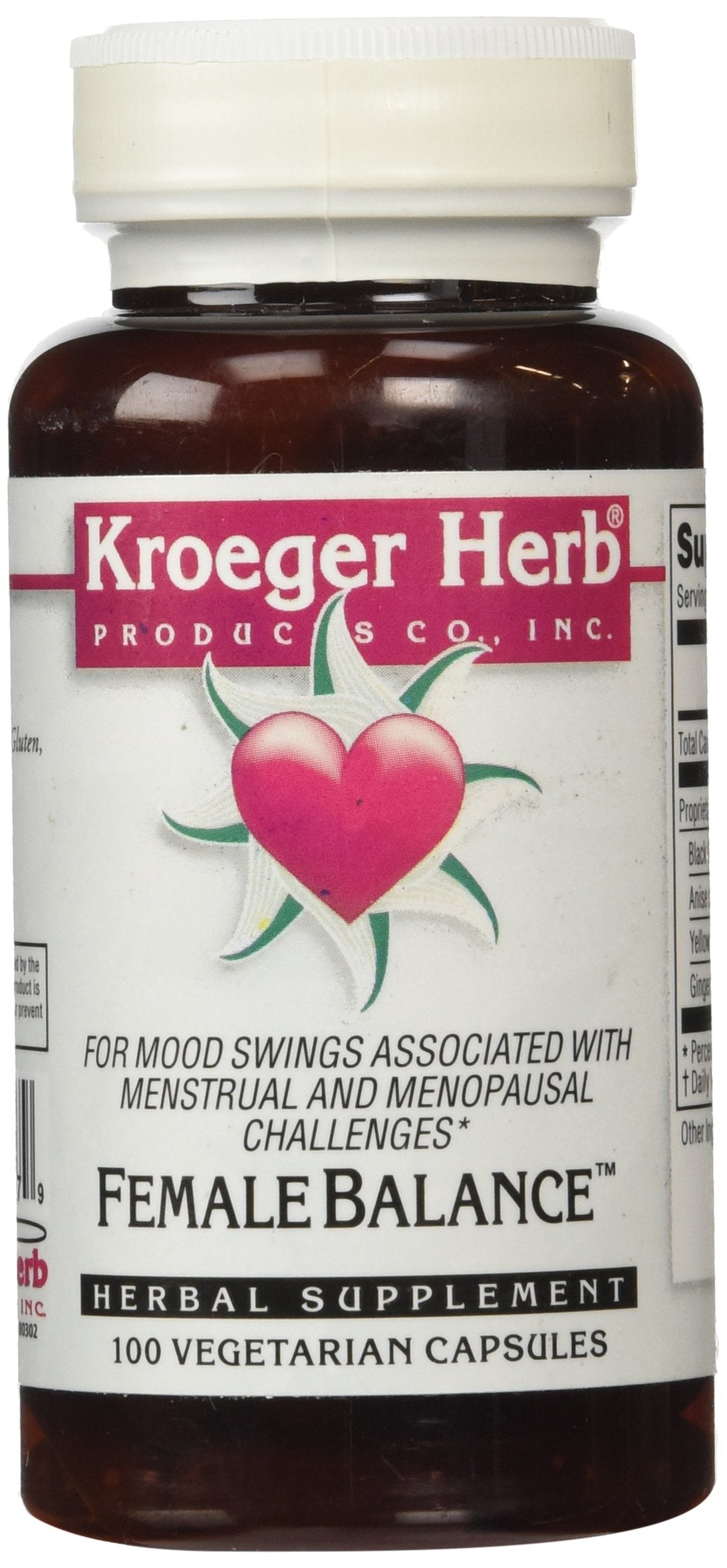 Kroeger Herb Female Balance Capsules (100 Count) for Hormonal Support