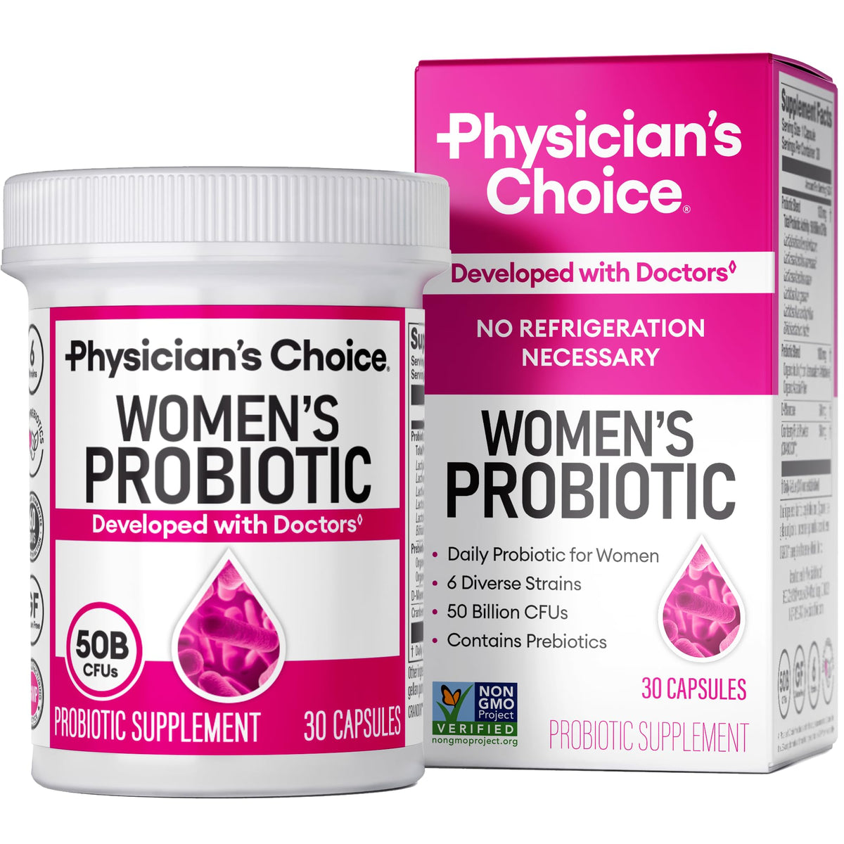 Physician's Choice Pro Cran - 50 Billion CFU with D-Mannose & Cranberry - Women's Urinary & Digestive Health - 30 Capsules