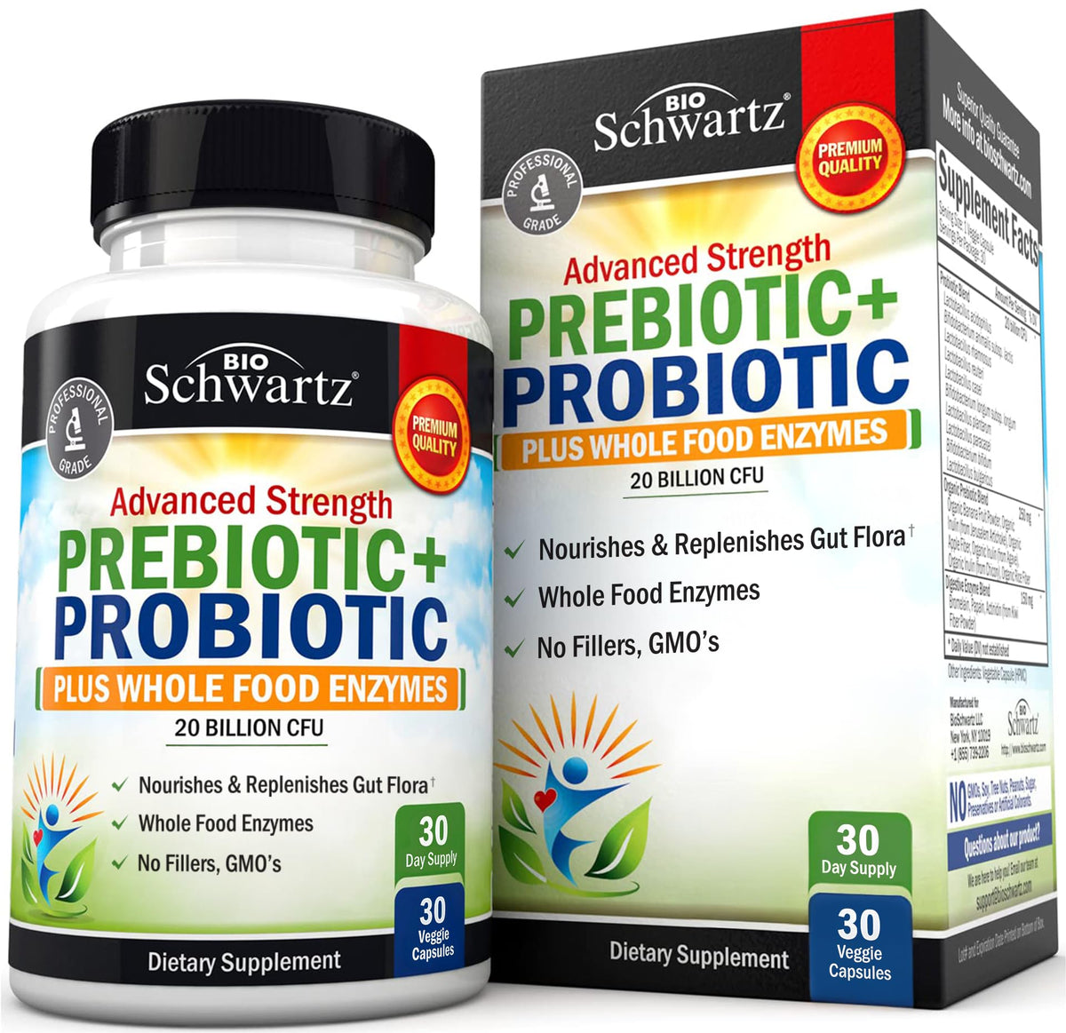 Advanced Prebiotics & Probiotics for Women & Men | Immune & Digestive Health | L. Reuteri Inulin Fiber