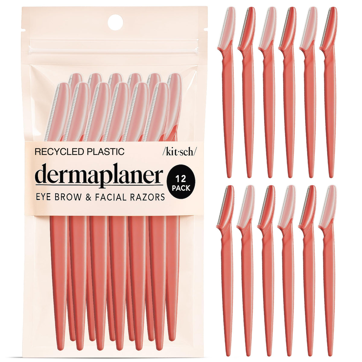 Kitsch Dermaplaning Tool - 12-Piece Face Razor & Eyebrow Shaver for Women