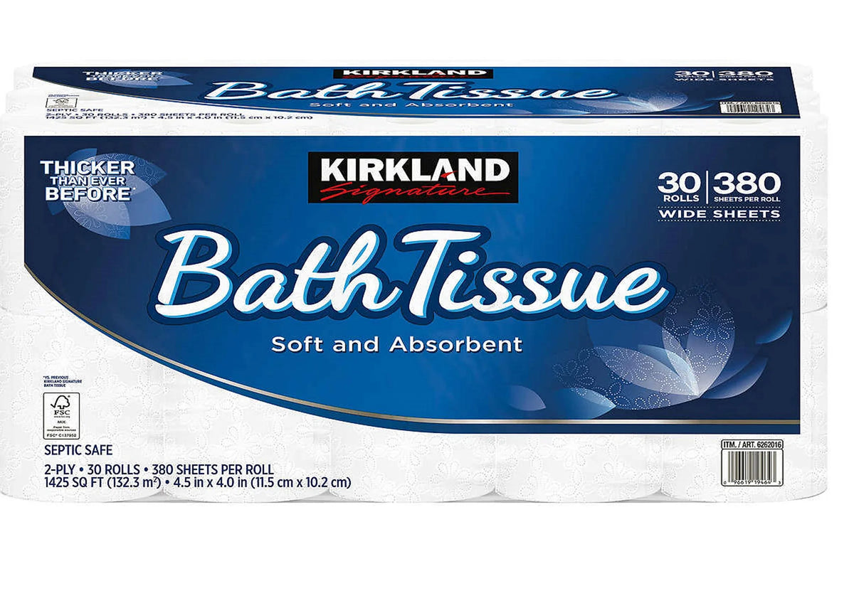 Kirkland Signature Premium 2-Ply Bath Tissue - 30 Soft Rolls