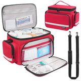 Premium Medical Bag with Detachable Divider - First Aid Nurse Tote for Home Healthcare, Students & Professionals - Red