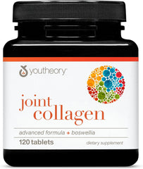 Youtheory Joint Collagen Advanced - مكمل غذائي لصحة العظام والمفاصل - فيتامينات للنساء والرجال - مع مستخلص البوسويليا والكركم والكيرسيتين - 120 قرصًا