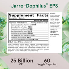 Jarrow Formulas Jarro-Dophilus EPS Probiotics 25 Billion CFU for Intestinal Tract Support, Gut Health Probiotics Supplements for Women and Men, 60 Veggie Capsules, Up to a 60 Day Supply