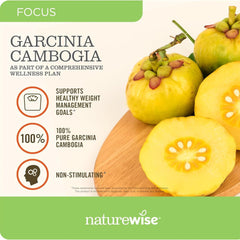 Naturewise Garcinia Cambogia - 60% HCA Concentration Extract, Natural Support for Weight Goals and Energy Levels - Vegan, Non-GMO, Gluten Free - 180 Capsules[2-6 Month Supply]