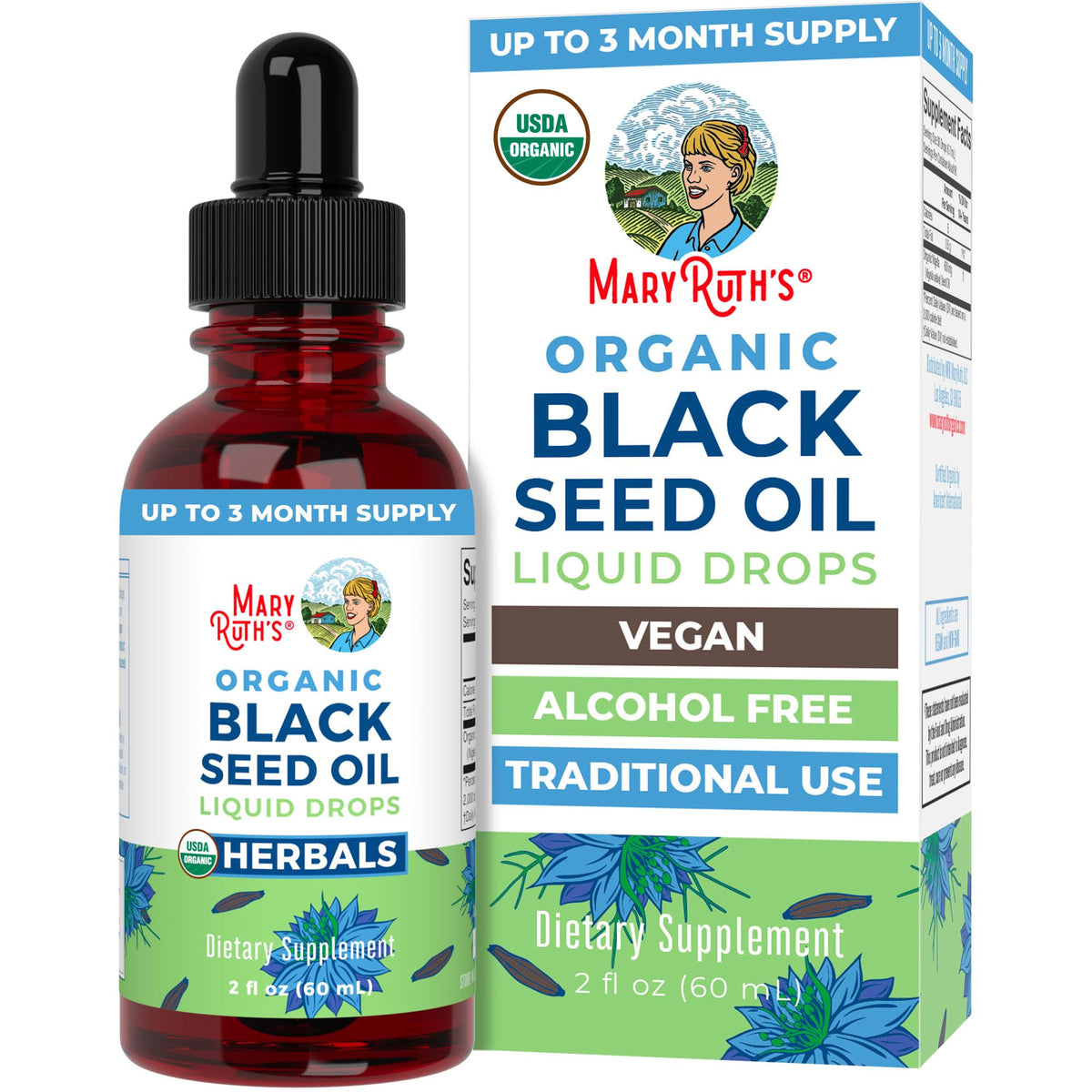 MaryRuth's Organic Black Seed Oil Drops | Immune & Heart Health | 2 Fl Oz