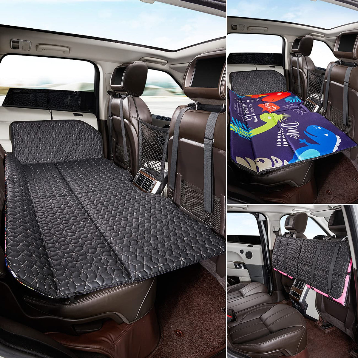 ABE Non-Inflatable Car Bed Mattress for SUV - Portable Folding Travel Mattress with Dinosaur Design